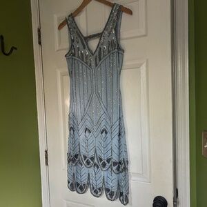 Blue Flapper 20s Style Dress